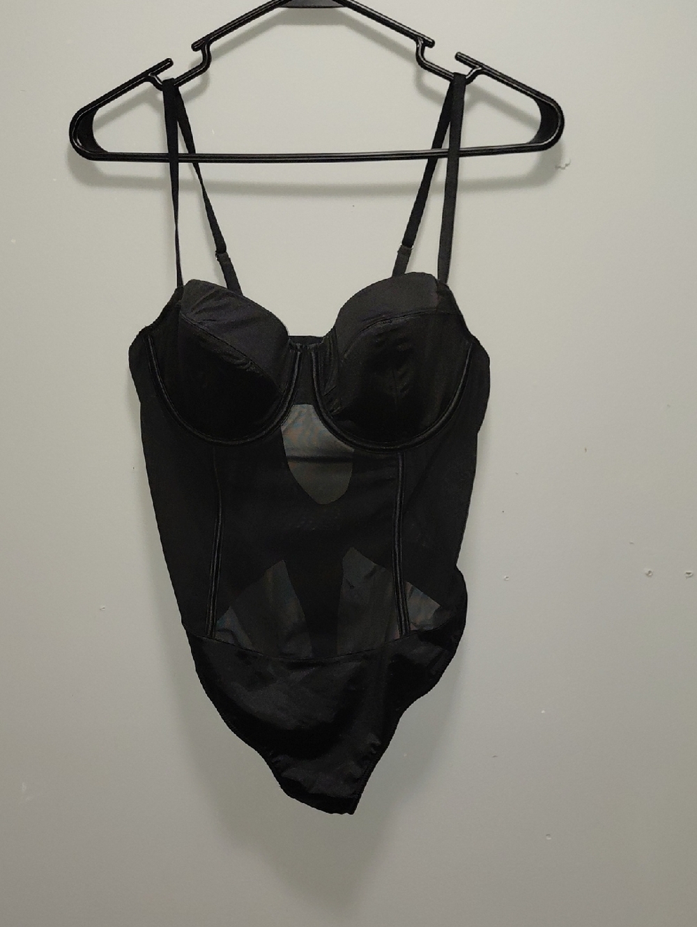 Auden Black Underwire Mesh Bodysuit Medium